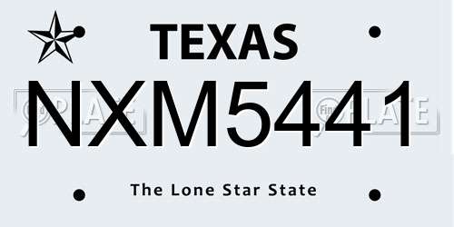 NXM5441 Texas License Plate