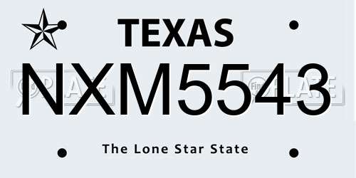 NXM5543 Texas License Plate