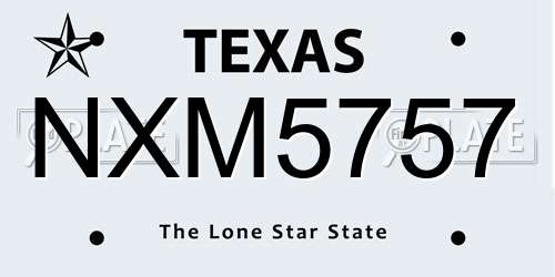 NXM5757 Texas License Plate