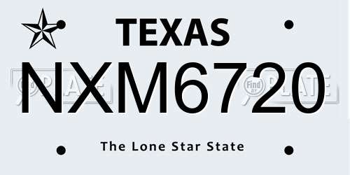 NXM6720 Texas License Plate