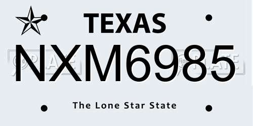 NXM6985 Texas License Plate