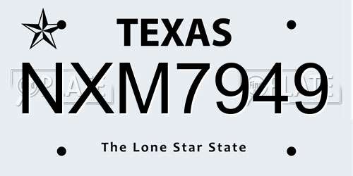 NXM7949 Texas License Plate