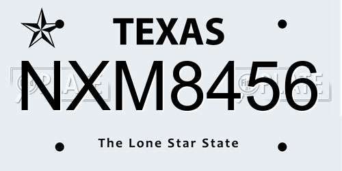 NXM8456 Texas License Plate