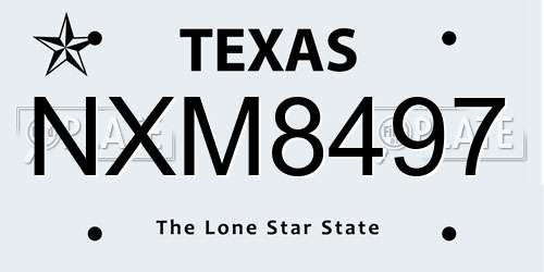 NXM8497 Texas License Plate