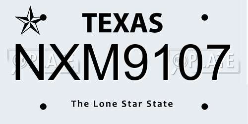 NXM9107 Texas License Plate