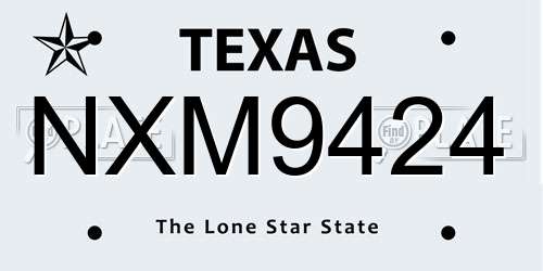 NXM9424 Texas License Plate