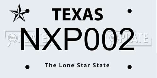 NXP002 Texas License Plate