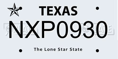 NXP0930 Texas License Plate