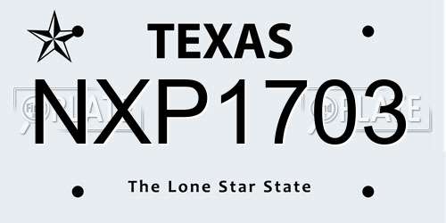 NXP1703 Texas License Plate