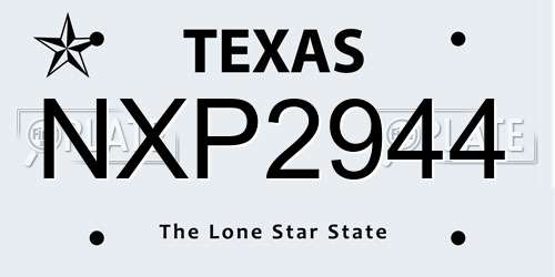 NXP2944 Texas License Plate