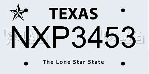 NXP3453 Texas License Plate