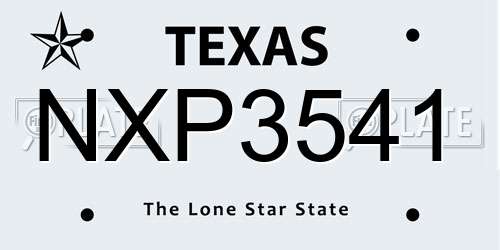 NXP3541 Texas License Plate