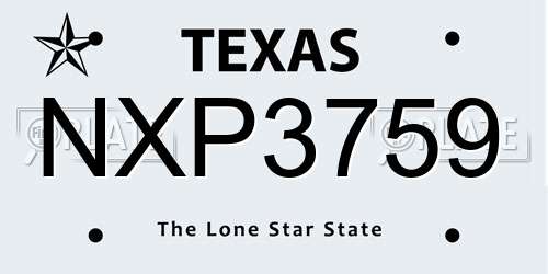 NXP3759 Texas License Plate