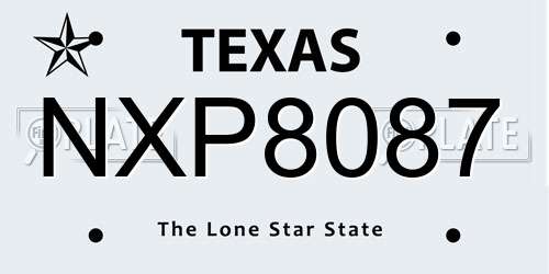 NXP8087 Texas License Plate