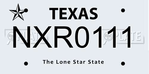 NXR0111 Texas License Plate