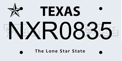 NXR0835 Texas License Plate