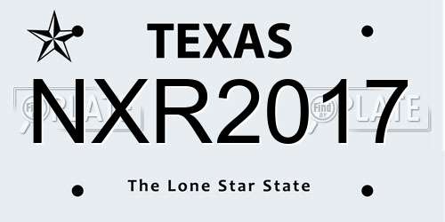 NXR2017 Texas License Plate
