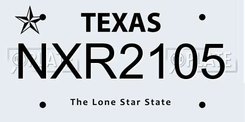NXR2105 Texas License Plate
