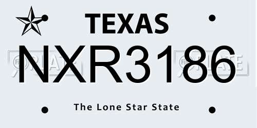 NXR3186 Texas License Plate