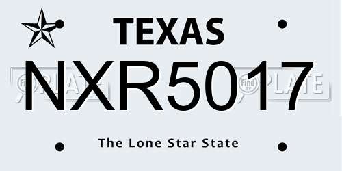 NXR5017 Texas License Plate