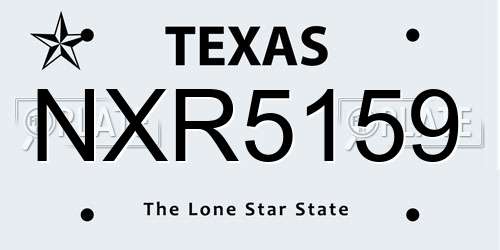 NXR5159 Texas License Plate