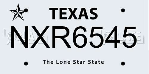 NXR6545 Texas License Plate