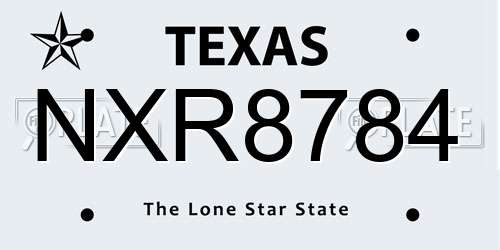 NXR8784 Texas License Plate
