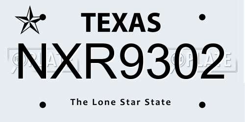 NXR9302 Texas License Plate