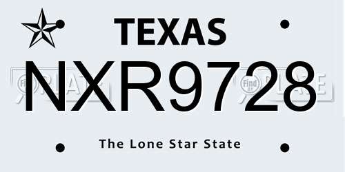 NXR9728 Texas License Plate