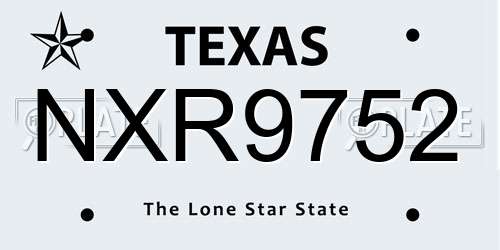 NXR9752 Texas License Plate