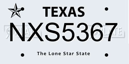 NXS5367 Texas License Plate