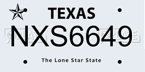 NXS6649 Texas License Plate