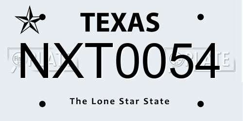 NXT0054 Texas License Plate