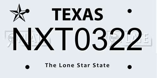 NXT0322 Texas License Plate