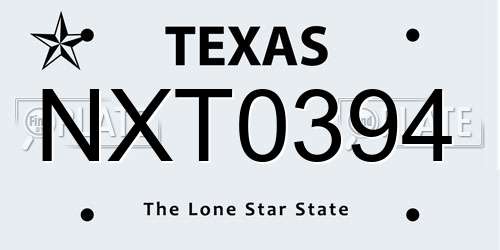 NXT0394 Texas License Plate