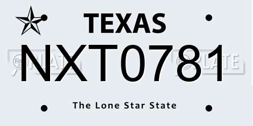 NXT0781 Texas License Plate