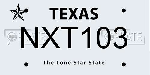 NXT103 Texas License Plate