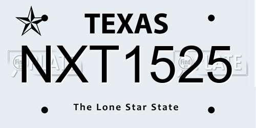 NXT1525 Texas License Plate