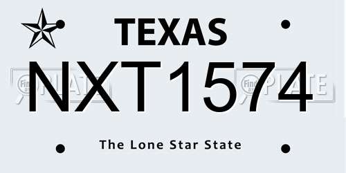 NXT1574 Texas License Plate