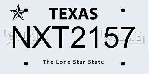 NXT2157 Texas License Plate