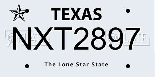 NXT2897 Texas License Plate