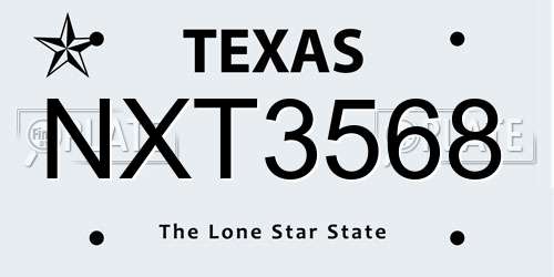 NXT3568 Texas License Plate