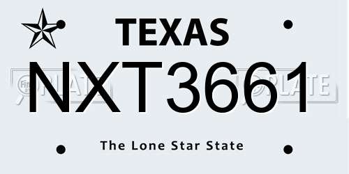 NXT3661 Texas License Plate
