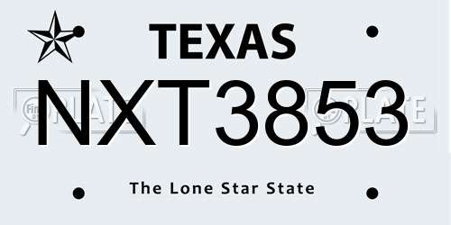 NXT3853 Texas License Plate