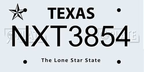 NXT3854 Texas License Plate