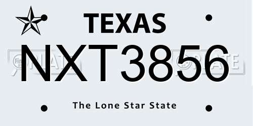 NXT3856 Texas License Plate