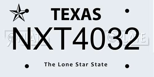 NXT4032 Texas License Plate