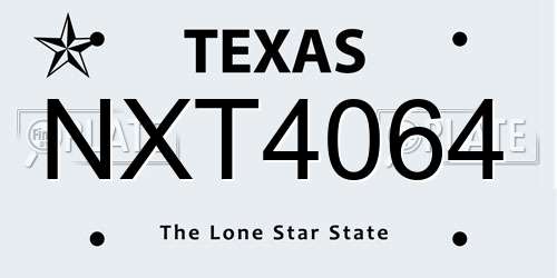 NXT4064 Texas License Plate