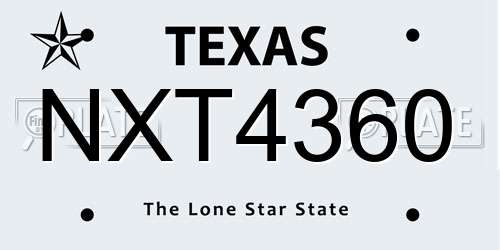 NXT4360 Texas License Plate