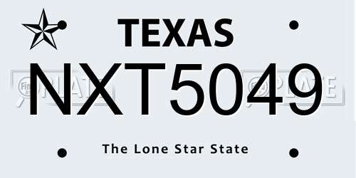 NXT5049 Texas License Plate